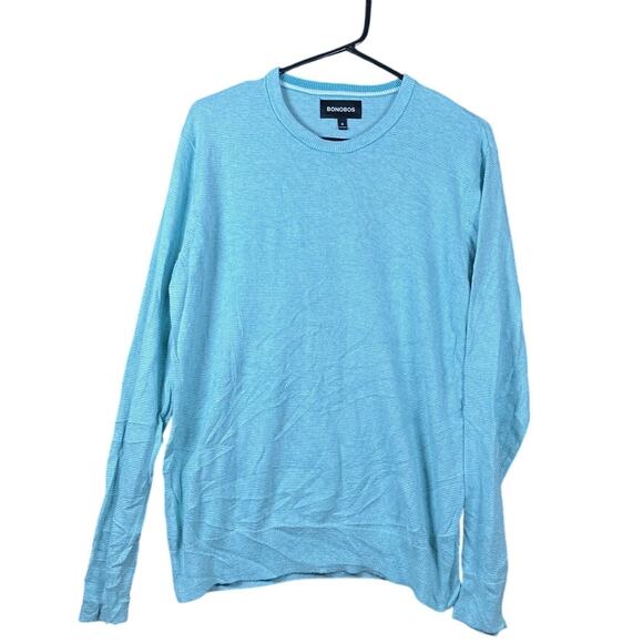 Bonobos Mens Sweater Mint White Stripe Crew Neck Cashmere Blend Medium - Picture 1 of 12